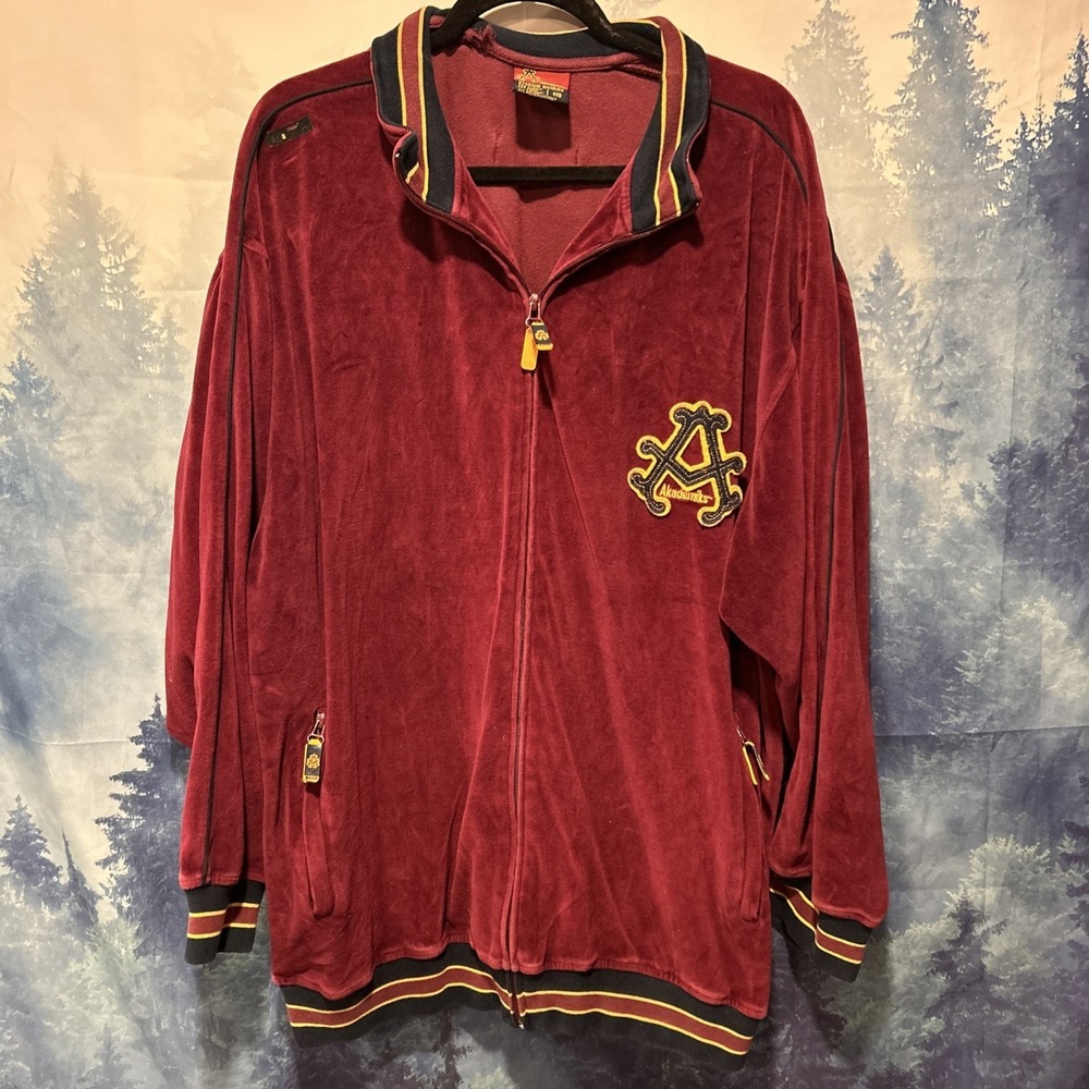 Vintage Rare Akademiks Jacket Stadium Division Full Zip‎ Velour Velvet Men's 2XL